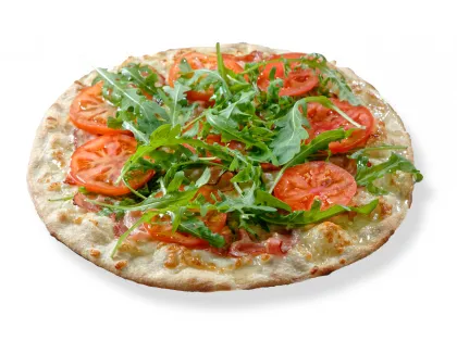 Pizza BLT (slanina, rukola, rajčata)